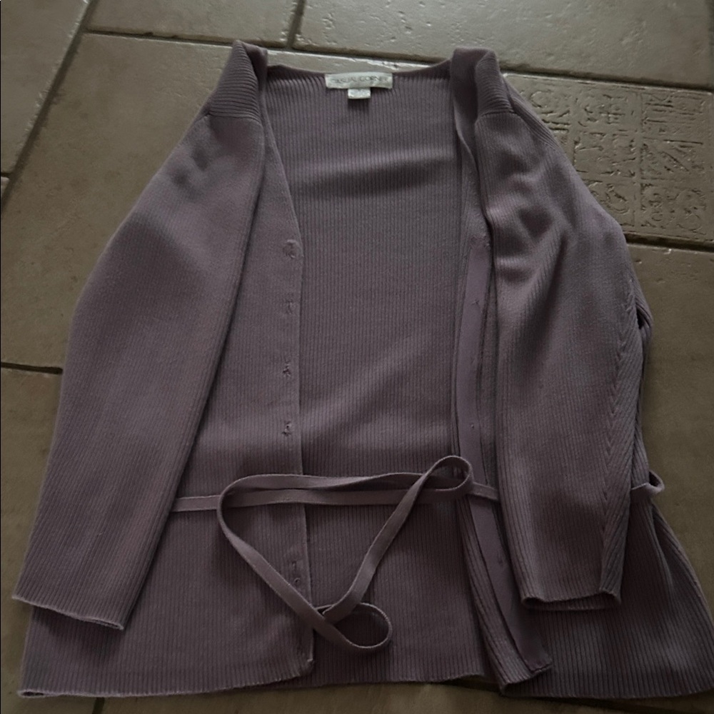 Casual Corner Ribbed Knit Cardigan in Purple